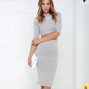 Lulu's Fuzzy Grey Two Peice Sweater Dress